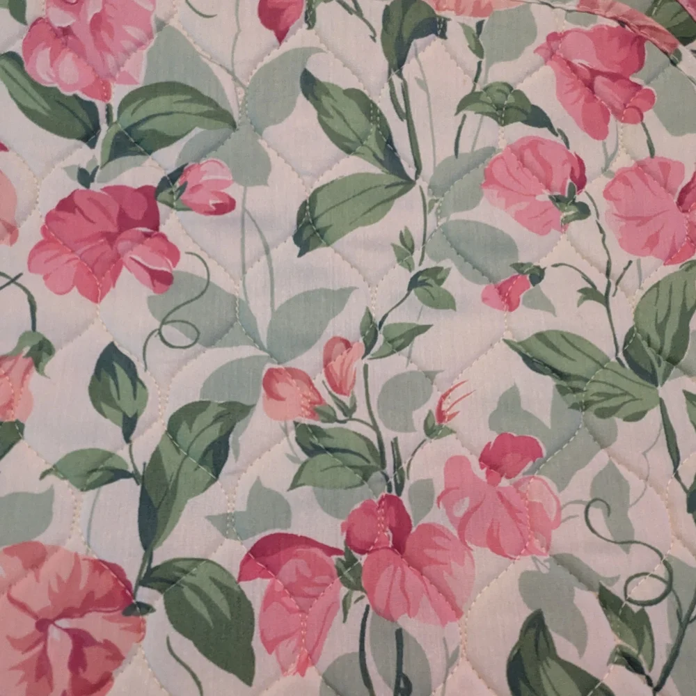 Vintage 90s Cottagecore Set Of 4 Pink Green Floral Quilted Placemats